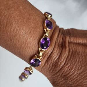 14kt Yellow Gold Amethyst Bracelet 7"